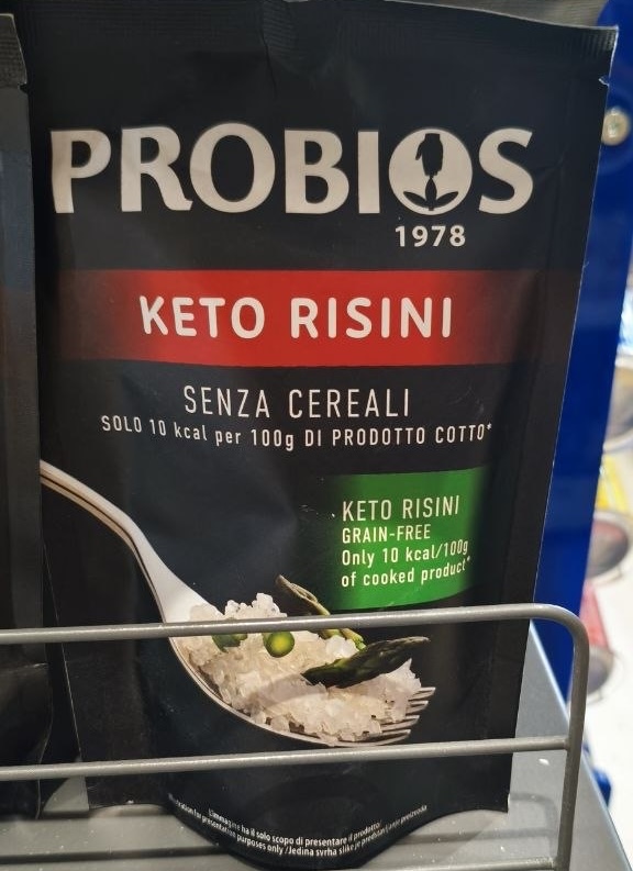 Probios Keto Risini 75 г, беззерновой рисовый заменитель на основе конжаковой муки.