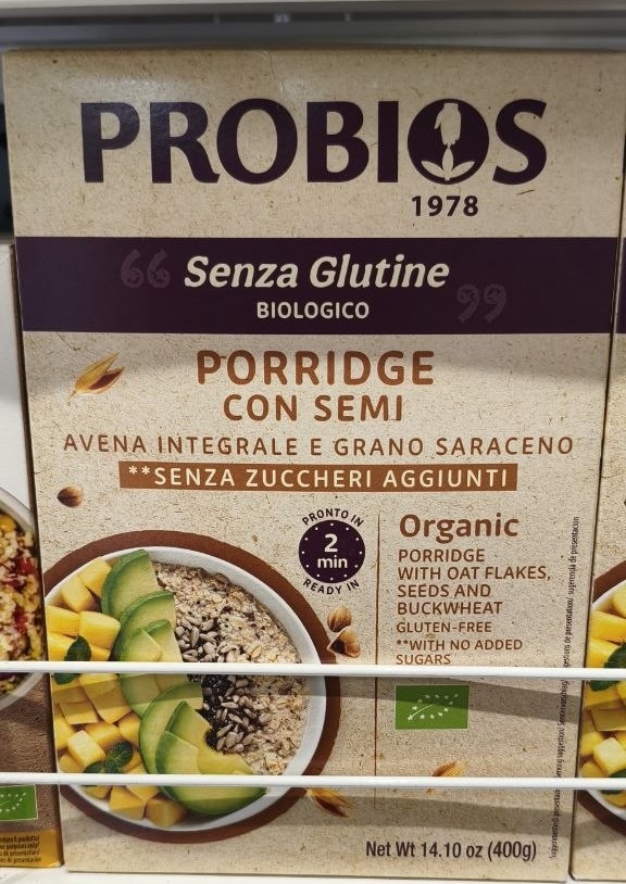 овсяная каша Probios с семенами и гречкой, которая не содержит глютена и сахара