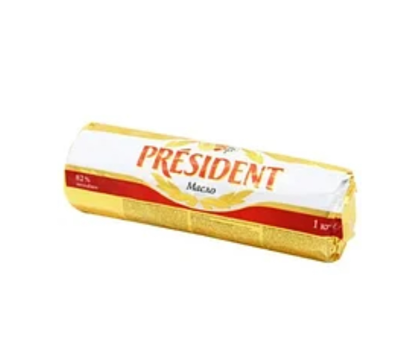 Масло «PRESIDENT» сливочное  82% 1кг
