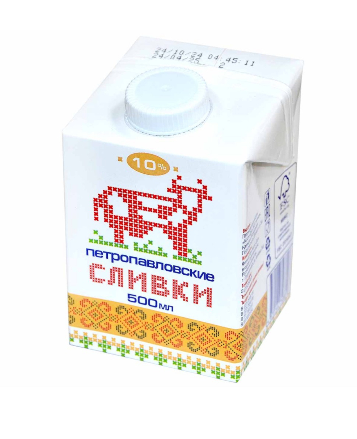 Сливки «Петропавловские» 10% 500мл