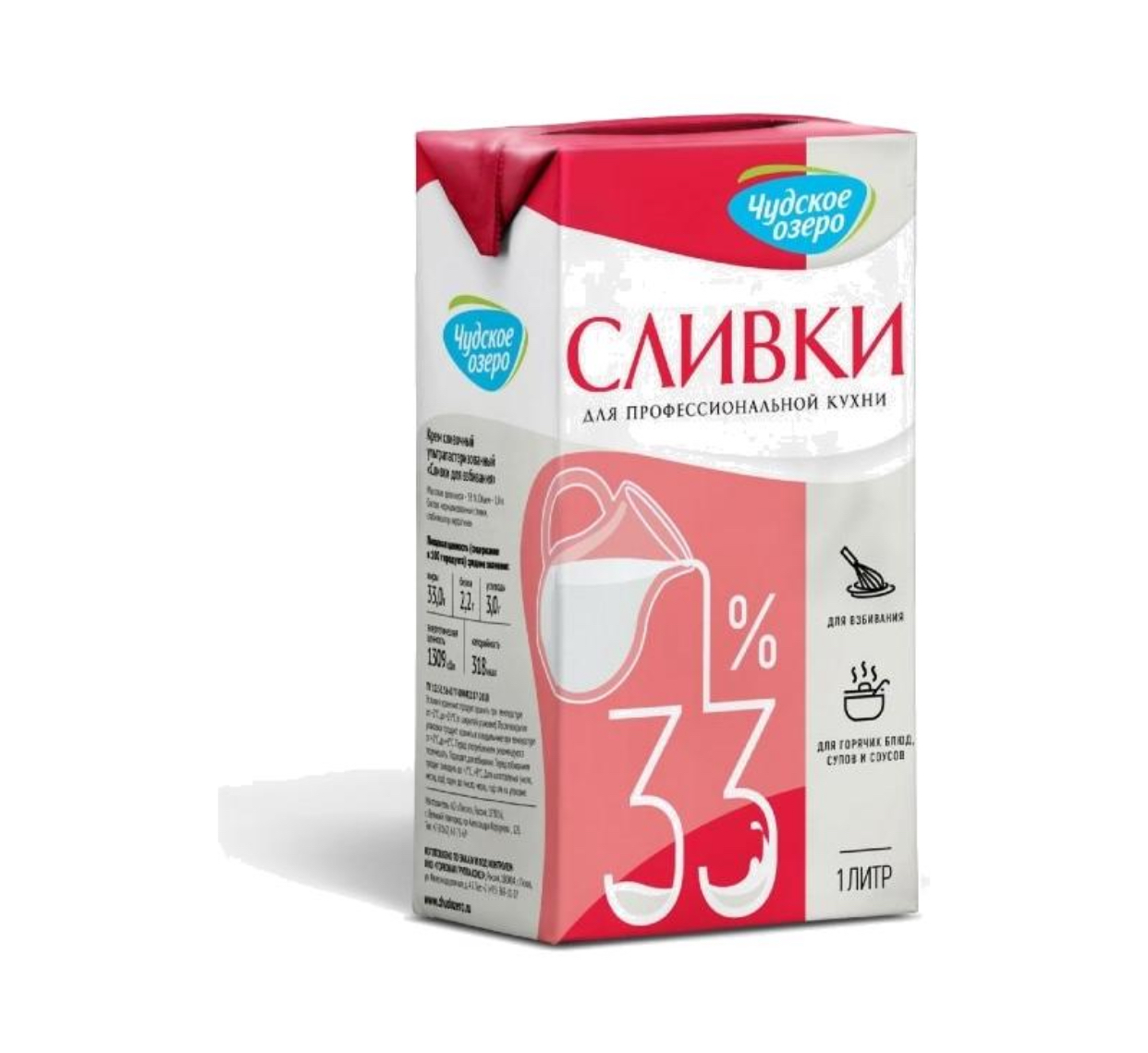 Сливки «Чудское озеро» 33% 1л