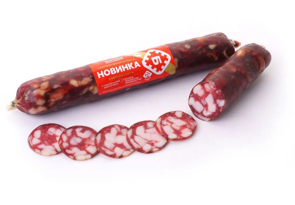 Колбаса сырокопчёная "Новинка". Шт ~370гр