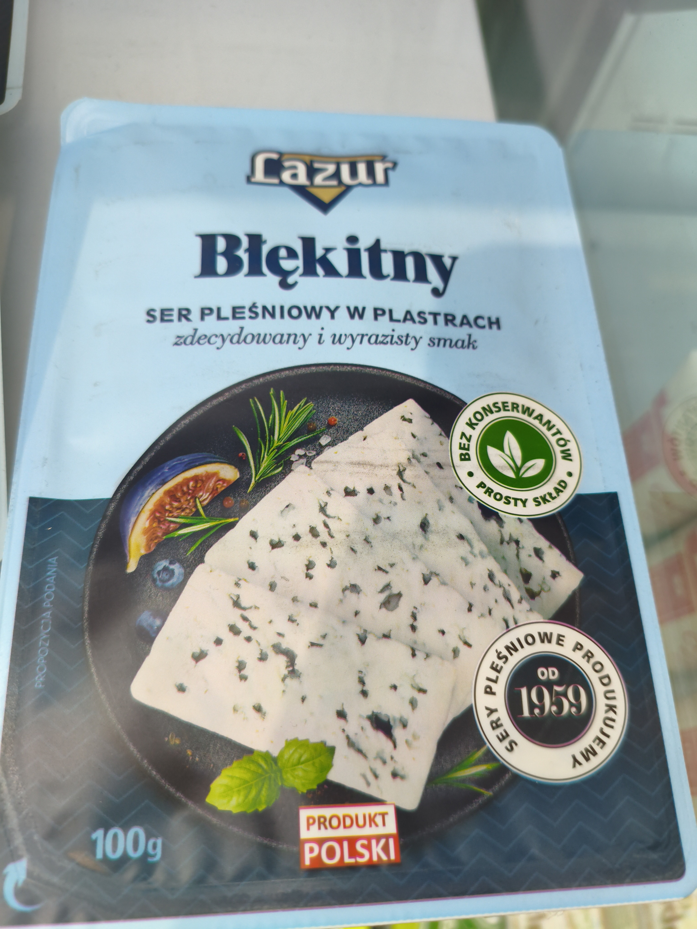 Сыр Lazur Голубой с плесенью слайсы. Уп-100гр